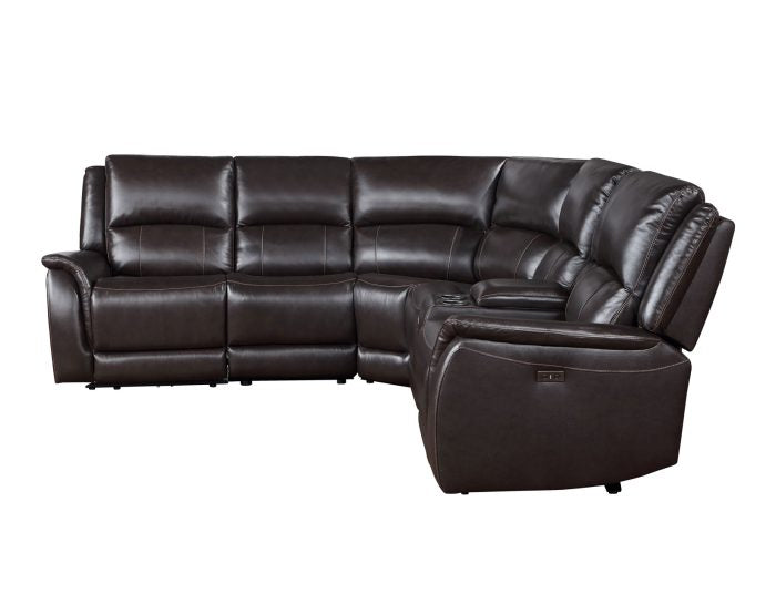 Alexandria 6 Pc Leather Sectional - Chocolate