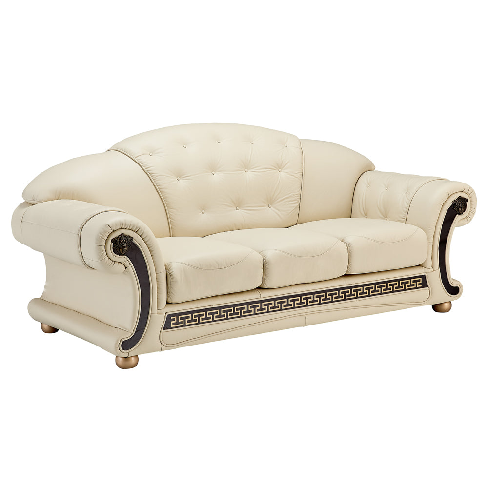 Apolo Top Grain Black or Ivory Leather Sofa Set
