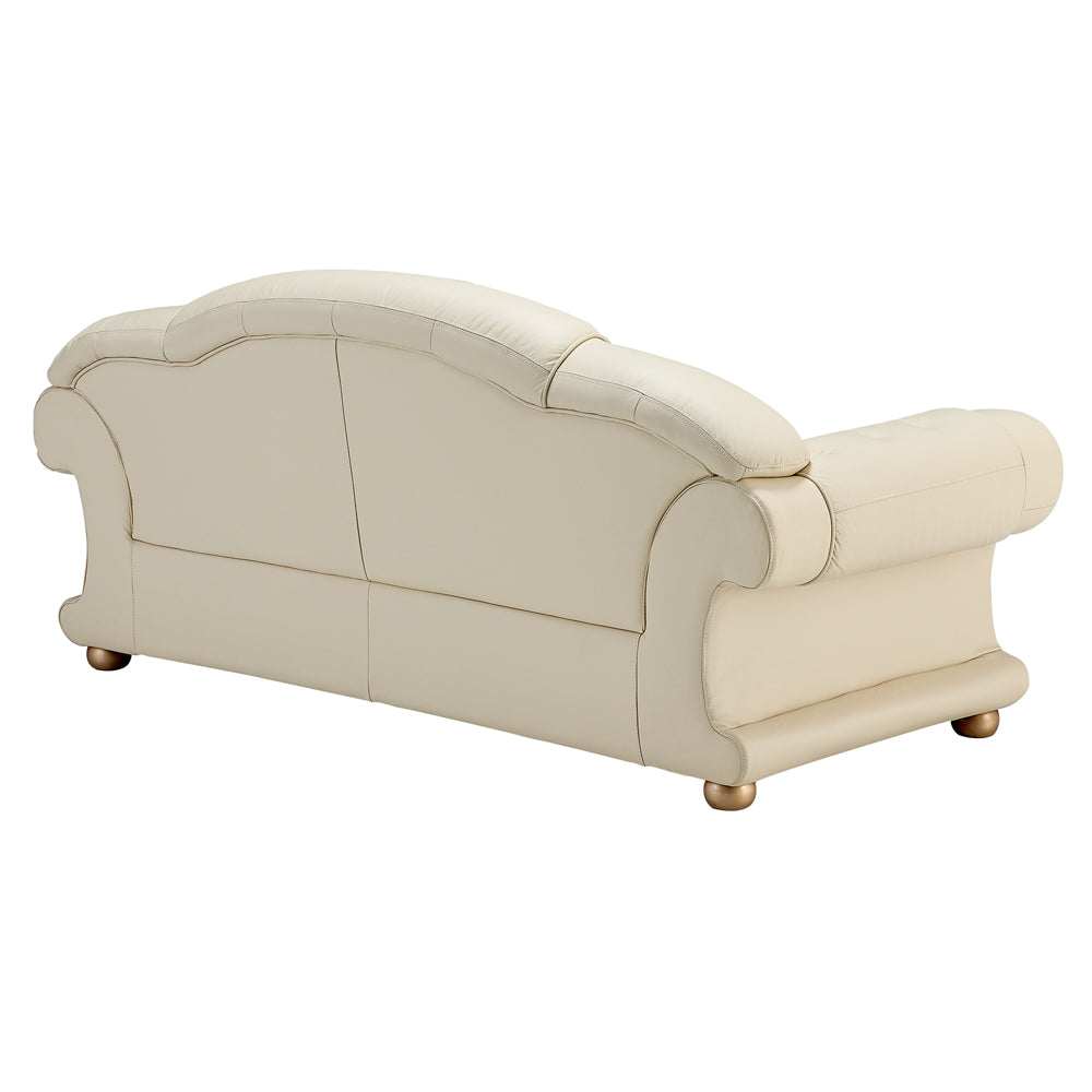 Apolo Top Grain Black or Ivory Leather Sofa Set