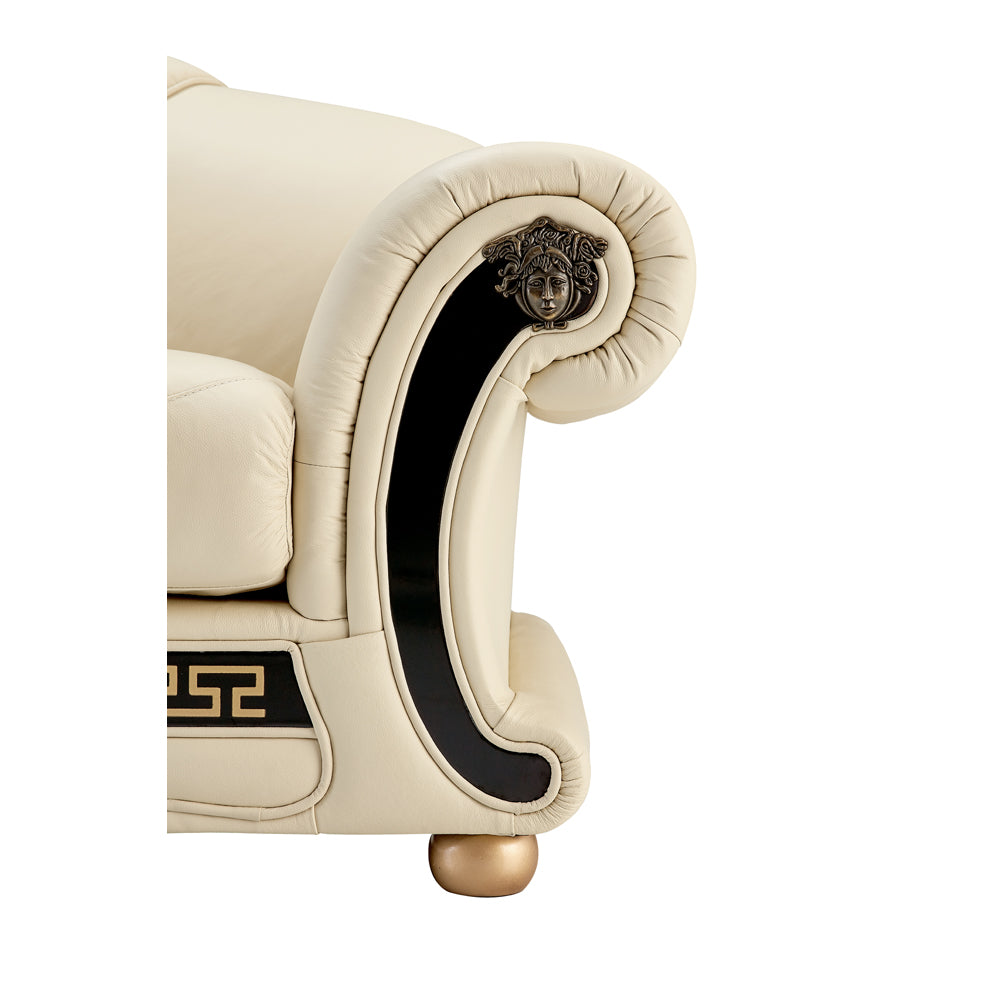 Apolo Top Grain Black or Ivory Leather Sofa Set