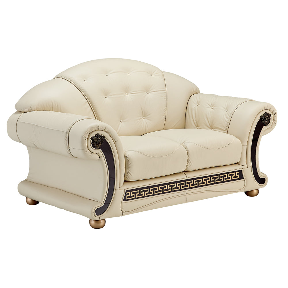 Apolo Top Grain Black or Ivory Leather Sofa Set