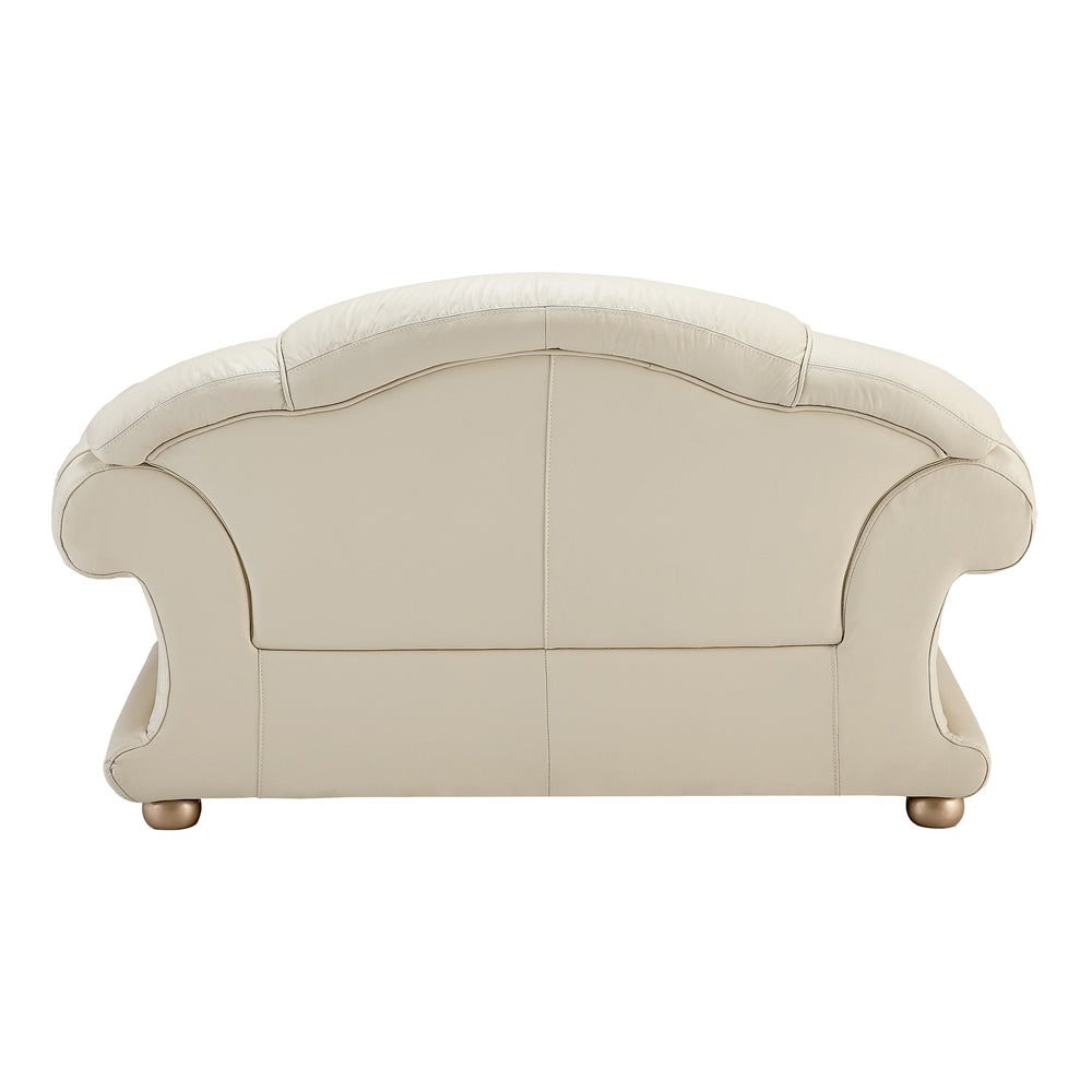 Apolo Top Grain Black or Ivory Leather Sofa Set