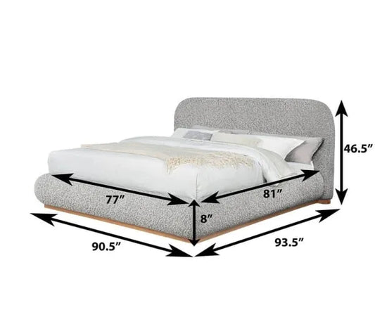 B16 Gray King Boucle Platform Bed