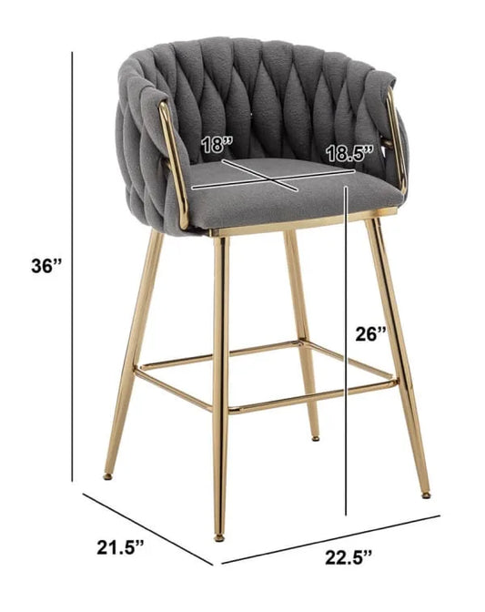 CH265 Bar Stool Dark Gray Boucle - Set of 2