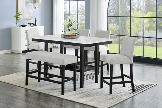 Carissa 6 Pc Dining Set w/Storage Shelf