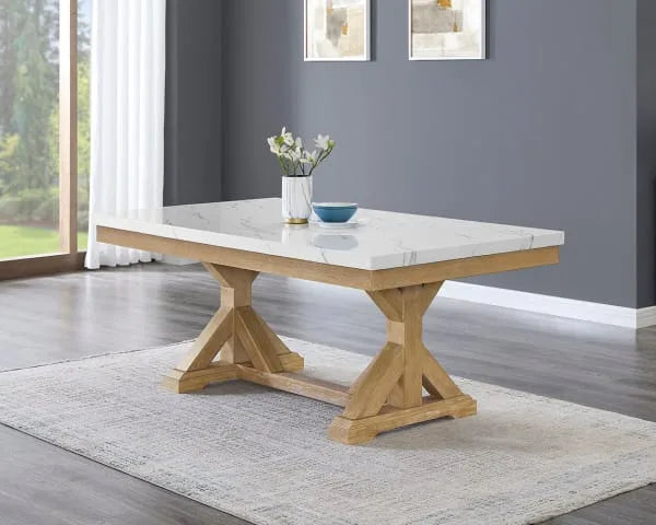 D521 White Marble Top Dining Collection