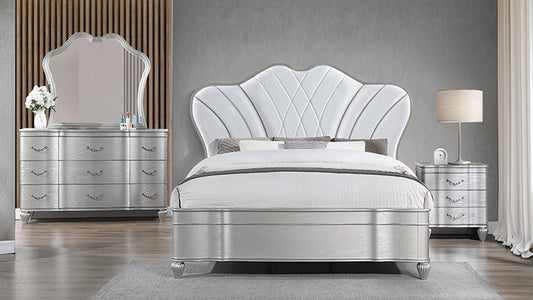 Eros Silver Finish 4 Pc Bedroom Set by Galaxy