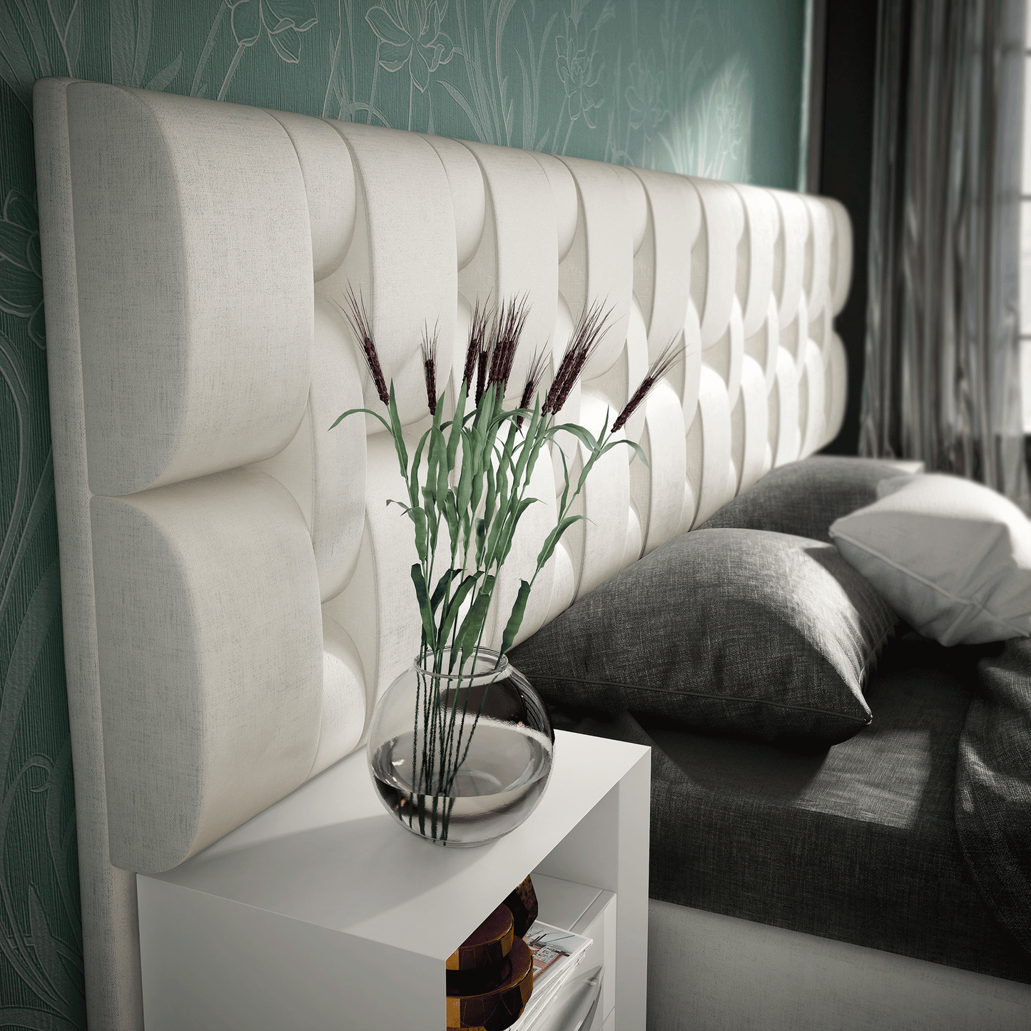 Emporio 5 Pc Wall Bedroom Collection - White Finish