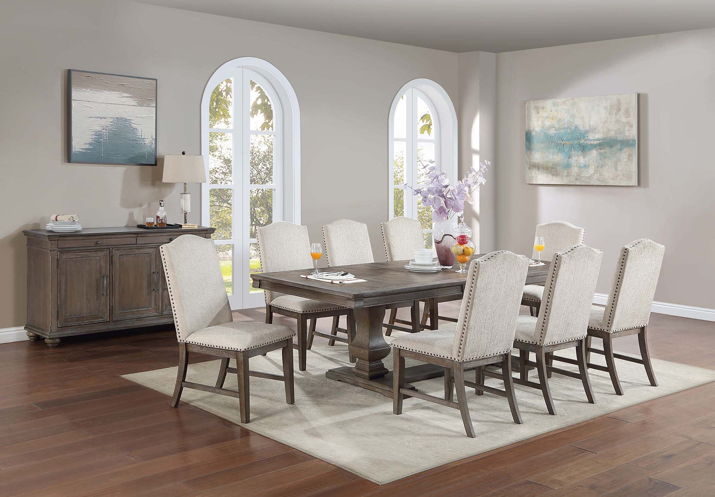 Poundex F2527 Dining Collection Double Pedestal