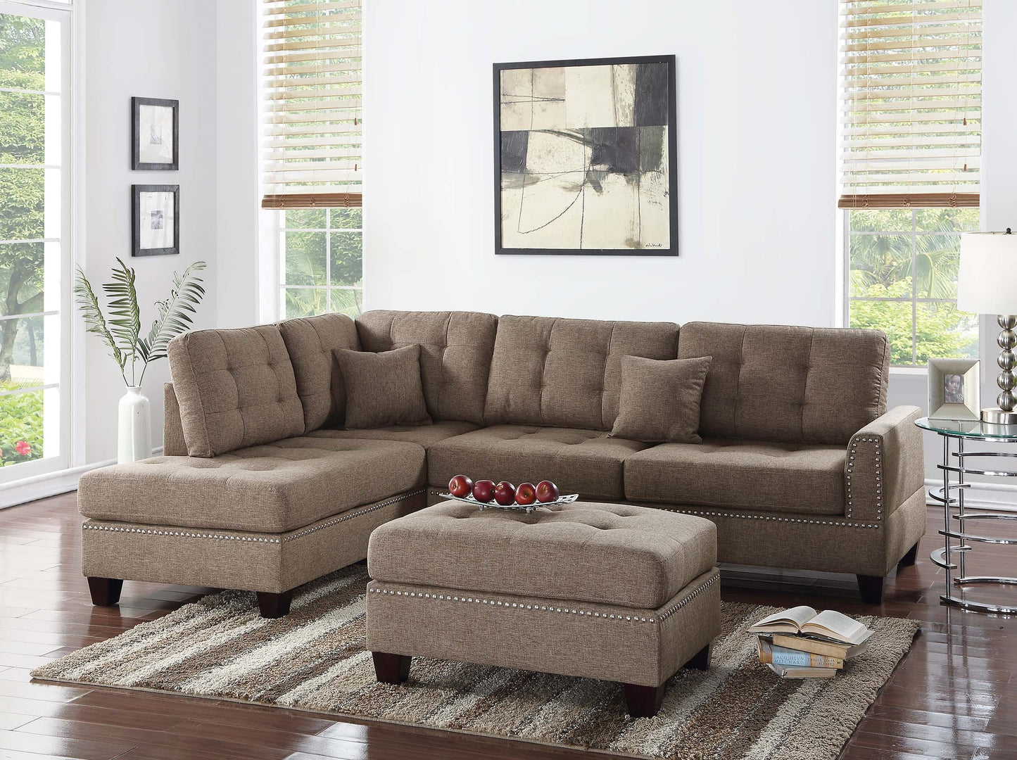 Poundex F6504 La Jolla Sectional - Coffee