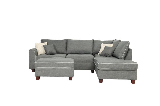 F6542 Sectional w/Ottoman by Poundex - 3 Colors