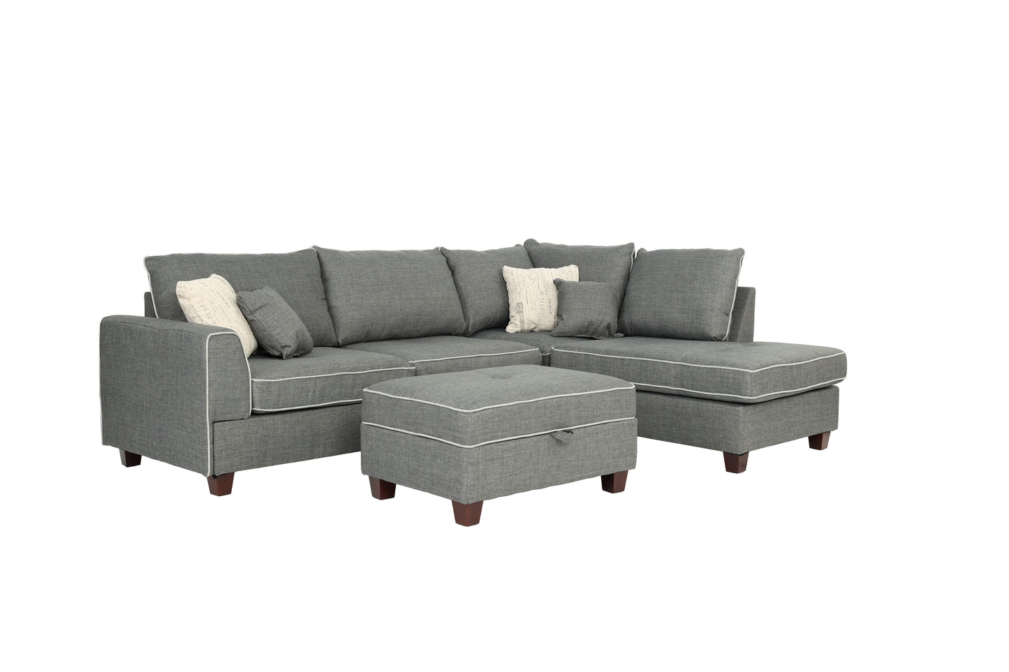 F6542 Sectional w/Ottoman by Poundex - 3 Colors