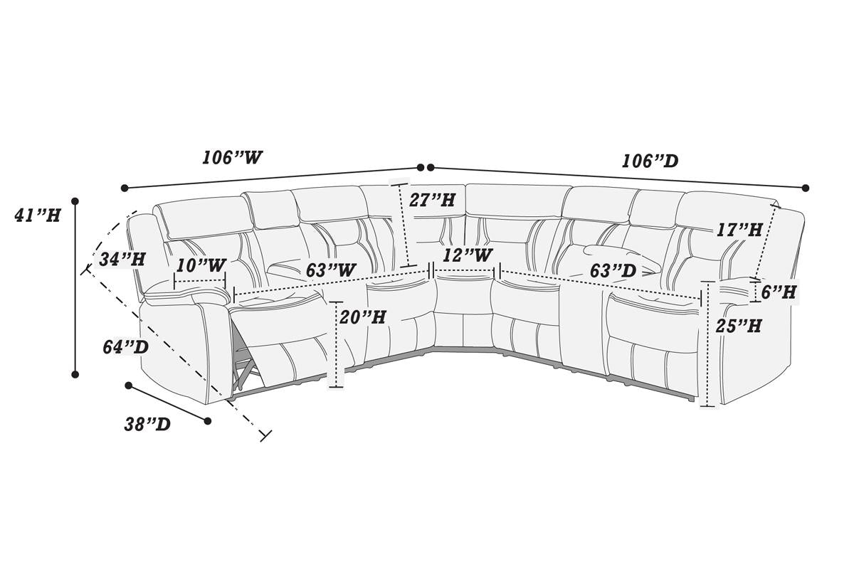 Carlton F6649 Motion Sectional - Dark Brown or Grey