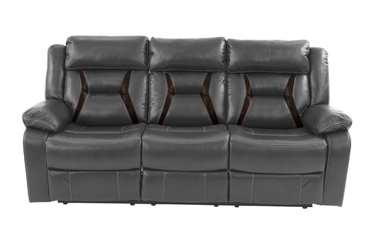 F6798 Manhattan Motion Sofa by Poundex - Grey Leatherette