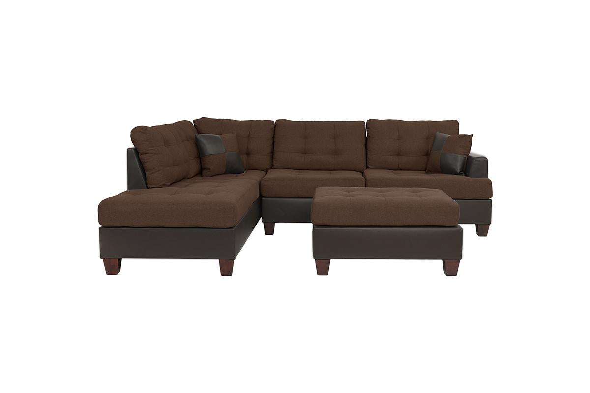 Poundex F6857 Sectional - Chocolate