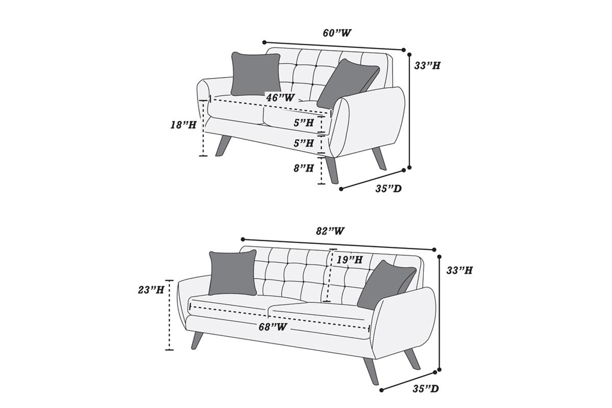 2 Pc Sofa Set Ash Black F6913