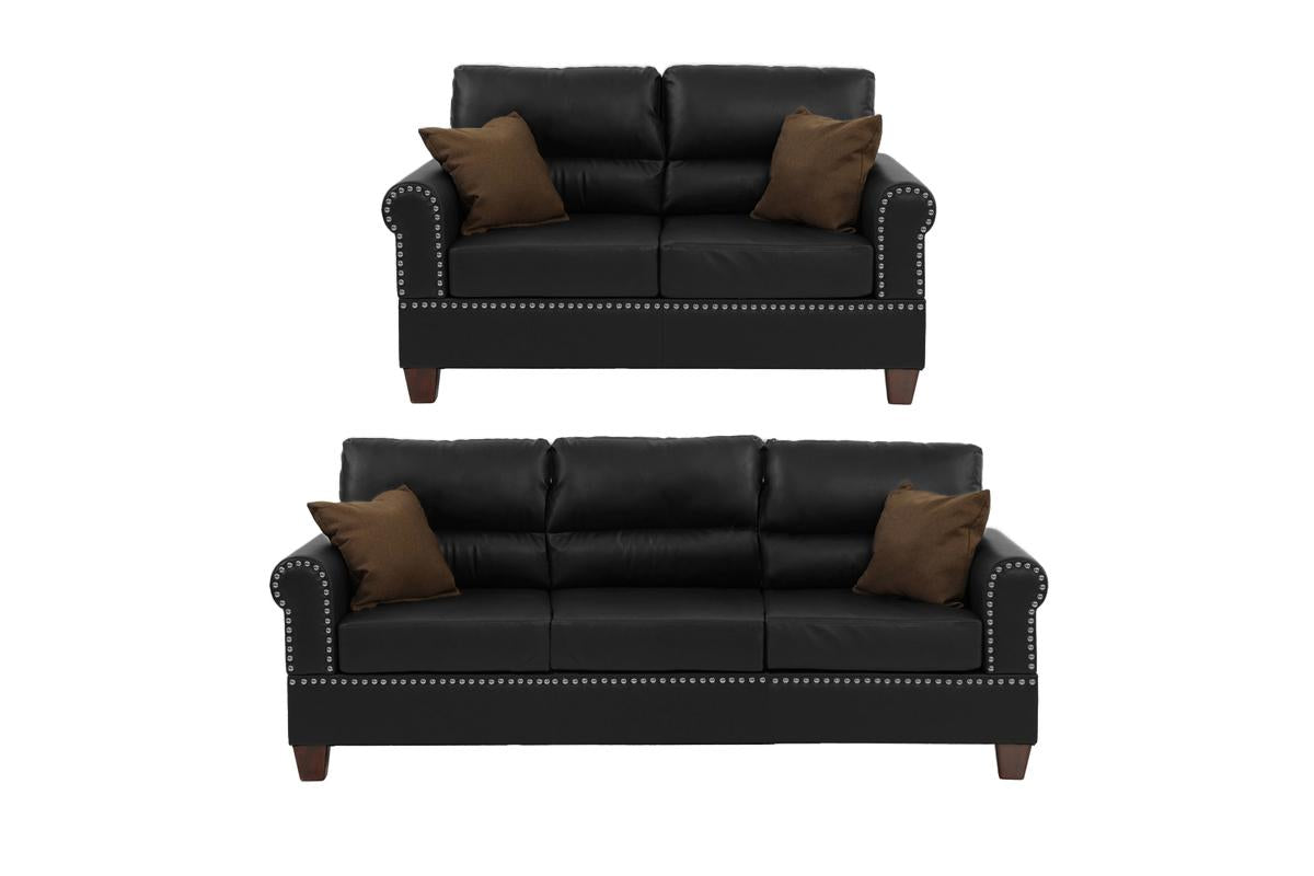 F7877 Sofa & Love Seat Poundex - Black or Brown