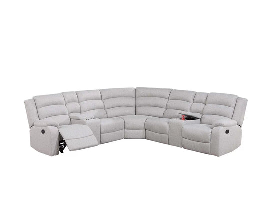 F8110 Bone Burlap 3 Pc Sectional