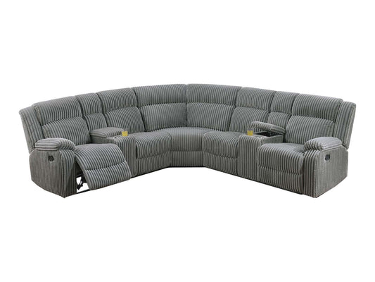 Poundex F8127 Smoke 3 Pc Motion Sectional