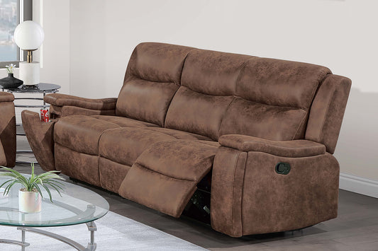 Poundex F8153 Walnut Motion Sofa & Love