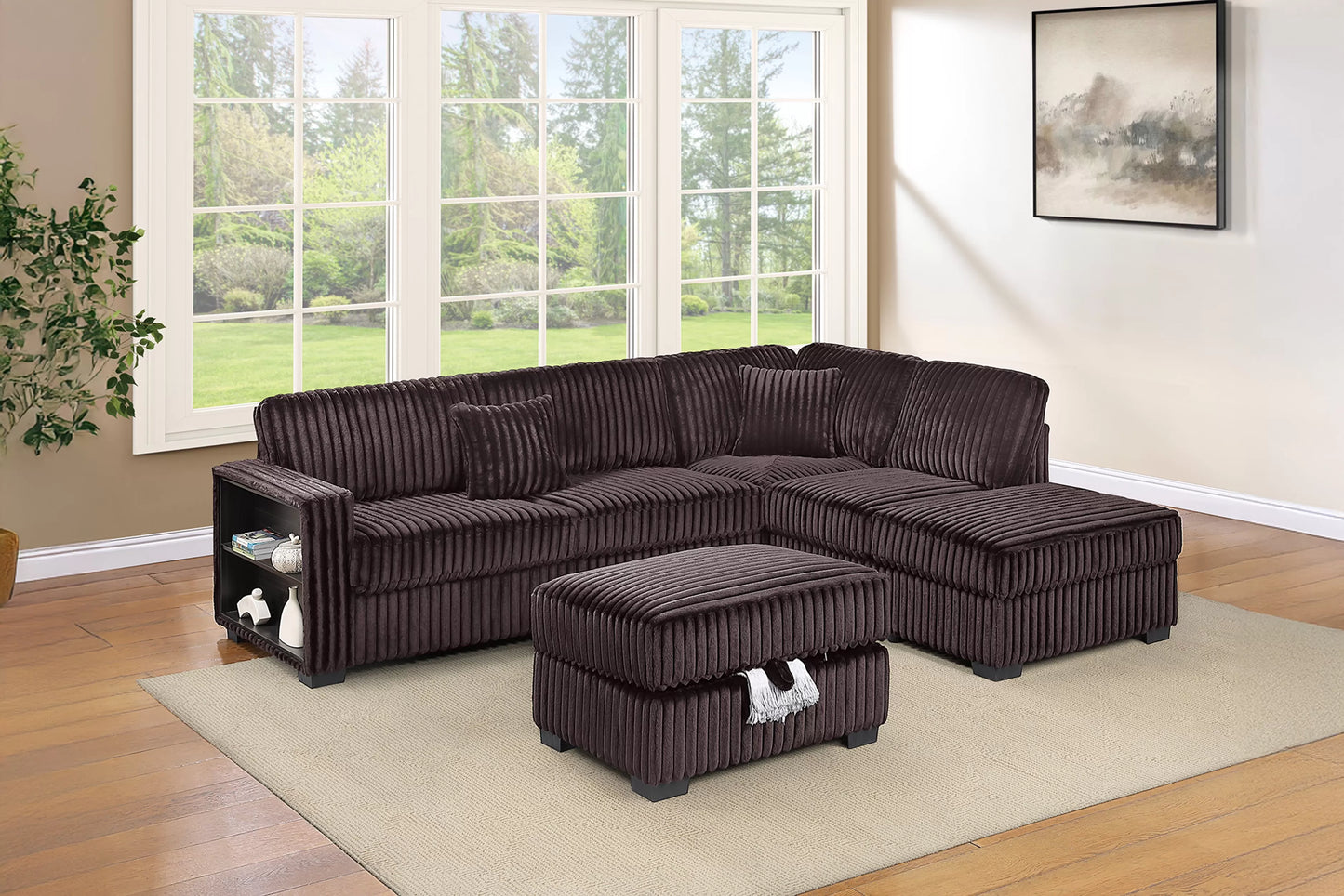 F8377 Reversible 3 Pc Sectional Storage Ottoman
