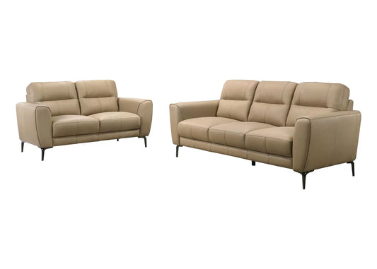 F8420 Taupe Leather Sofa & Loveseat