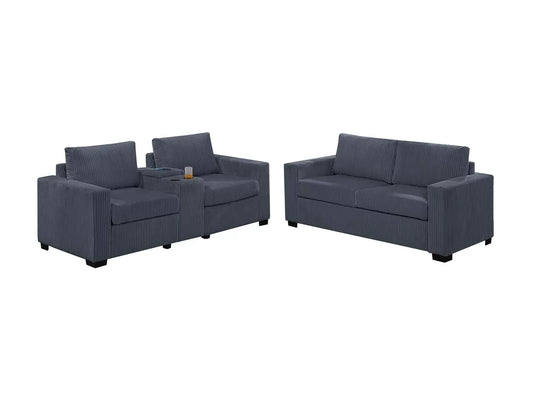 Poundex F8459 Corduroy 2 Pc Sofa Set