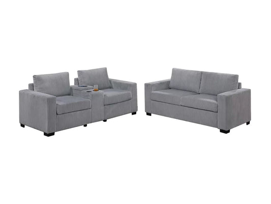 Poundex F8460 Light Gray Sofa Set