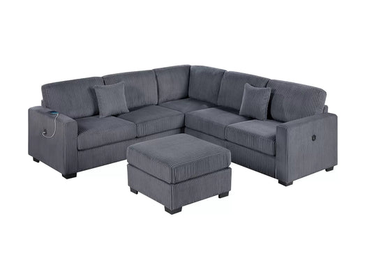 F8489 Corduroy 4 Pc Sectional - 4 Colors