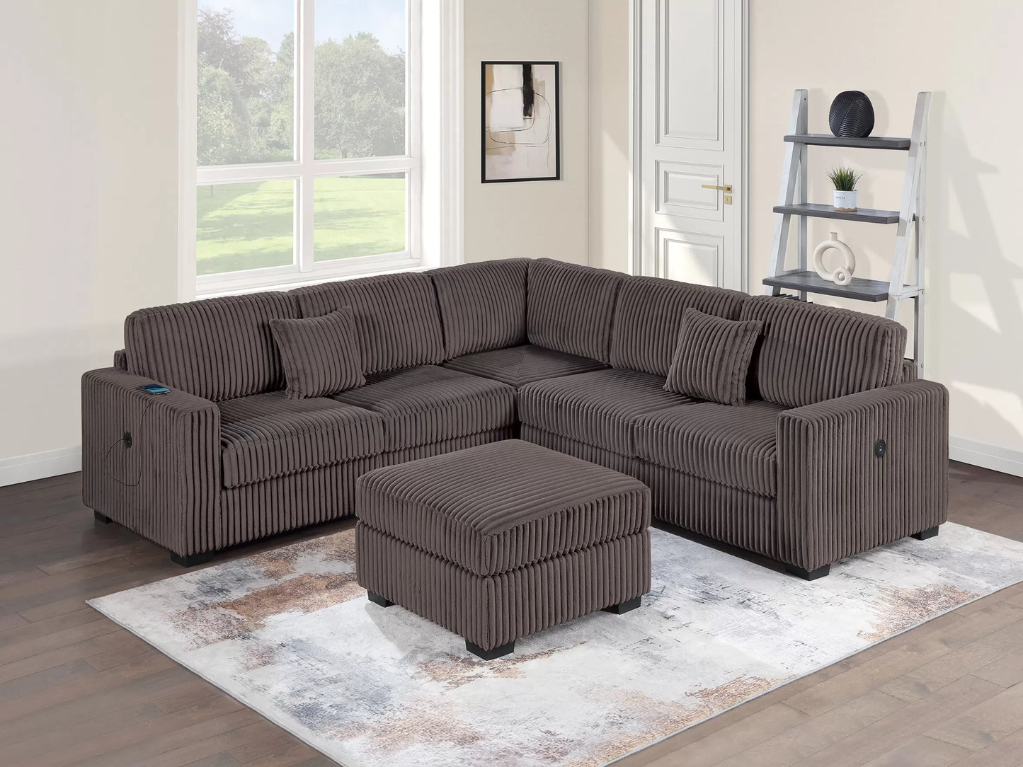 F8489 Corduroy 4 Pc Sectional - 4 Colors