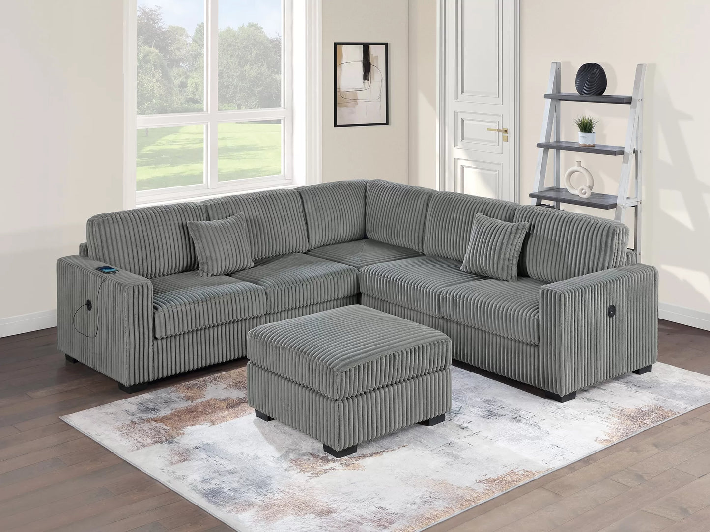 F8489 Corduroy 4 Pc Sectional - 4 Colors