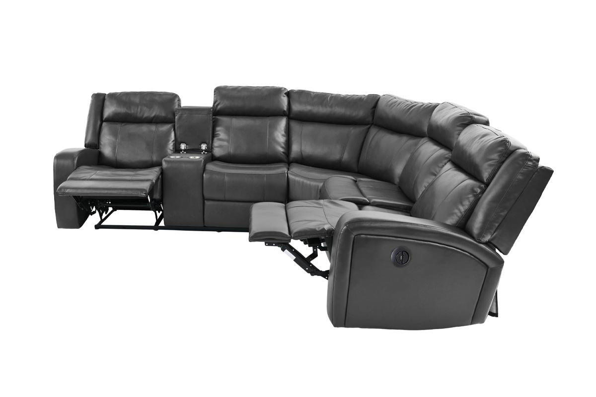 Poundex F86627 Power Motion Seccional - Gris o Marrón