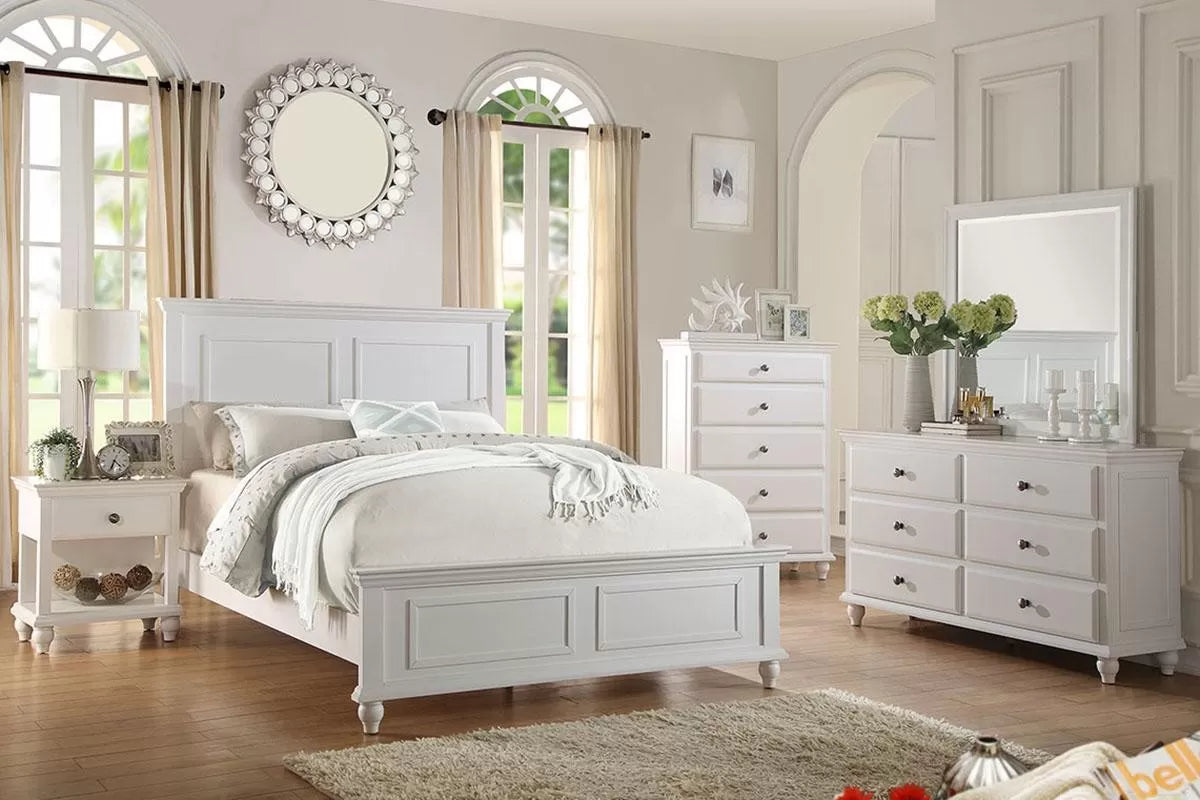 家具 Queen size bed room set F9270 Poundex Furniture - White Finish Bedroom Collection