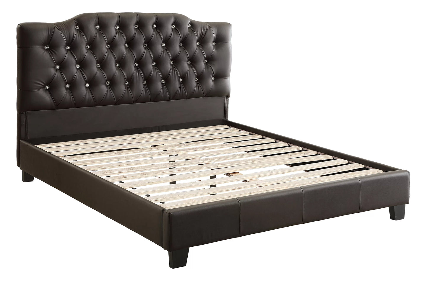 F9331 Faux Black Leather King Bed
