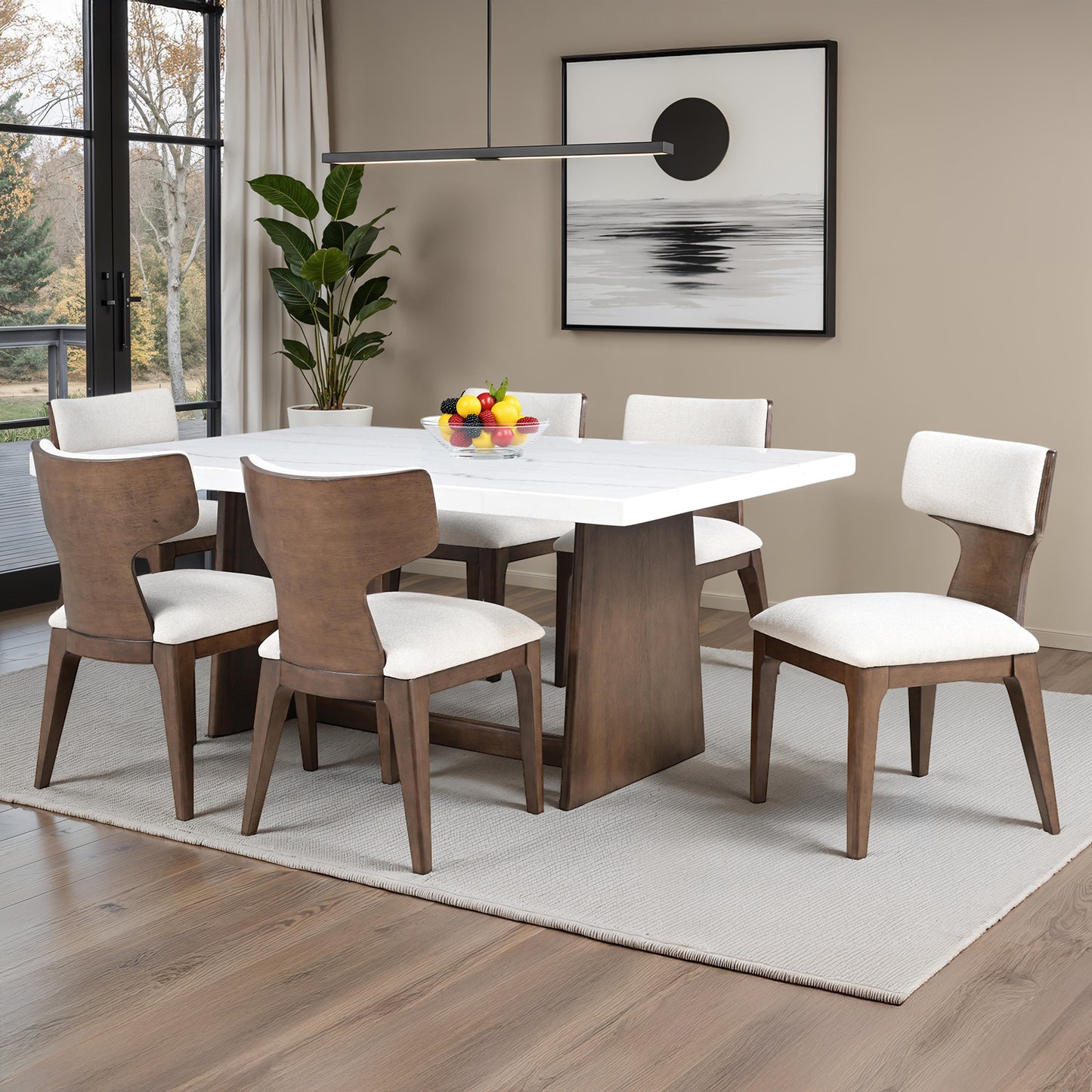 Caerwys Genuine Marble 7 Pc Dining Set