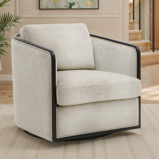 Benilde Swivel Chair Taupe Chenille