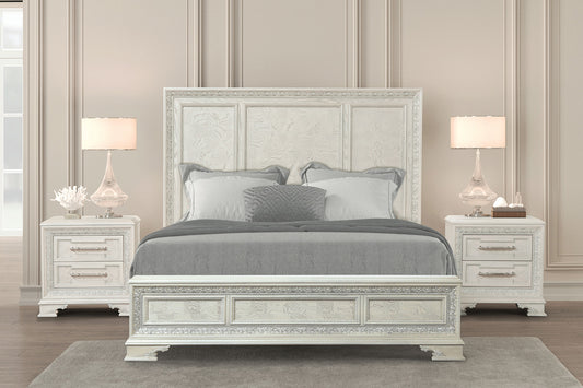 Stella Mia Creamy White 4 Pc Bedroom Set - King Bed
