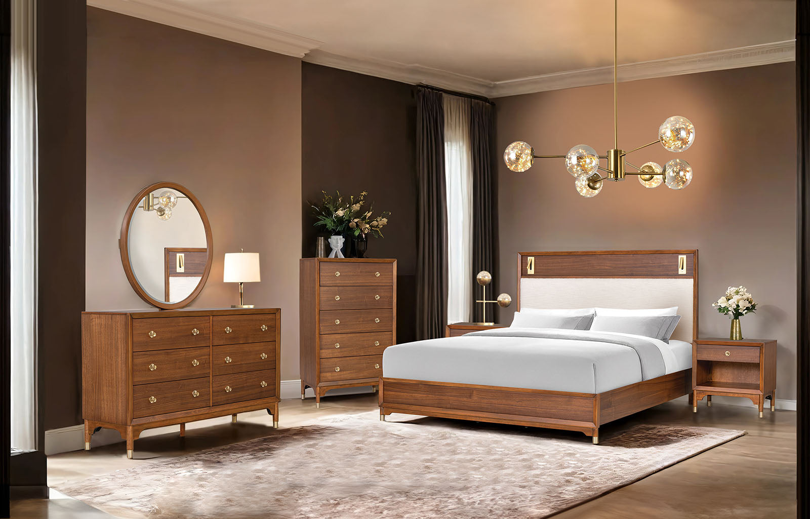 Furniture of America Hepburne Walnut Queen 5-Piece Bedroom Set w/Chest Furniture of America Hepburne Walnut Queen 5-Piece Bedroom Set w/Chest