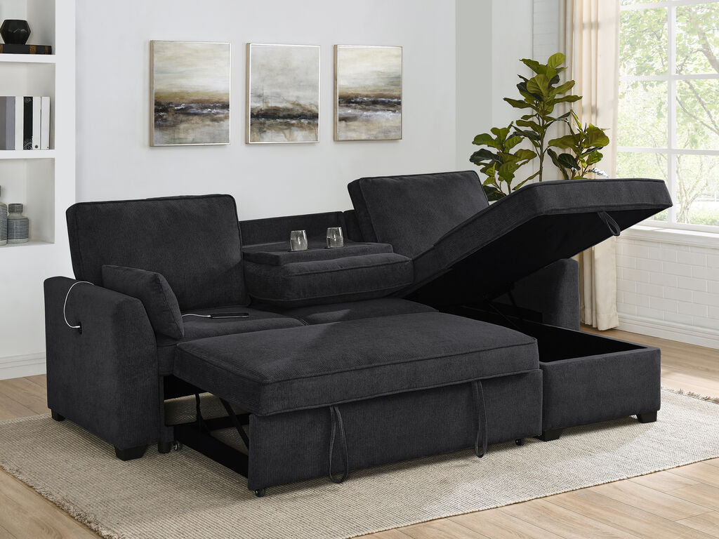 Ember Sleeper Sectional 87717 Black or Gray – Bradley Home