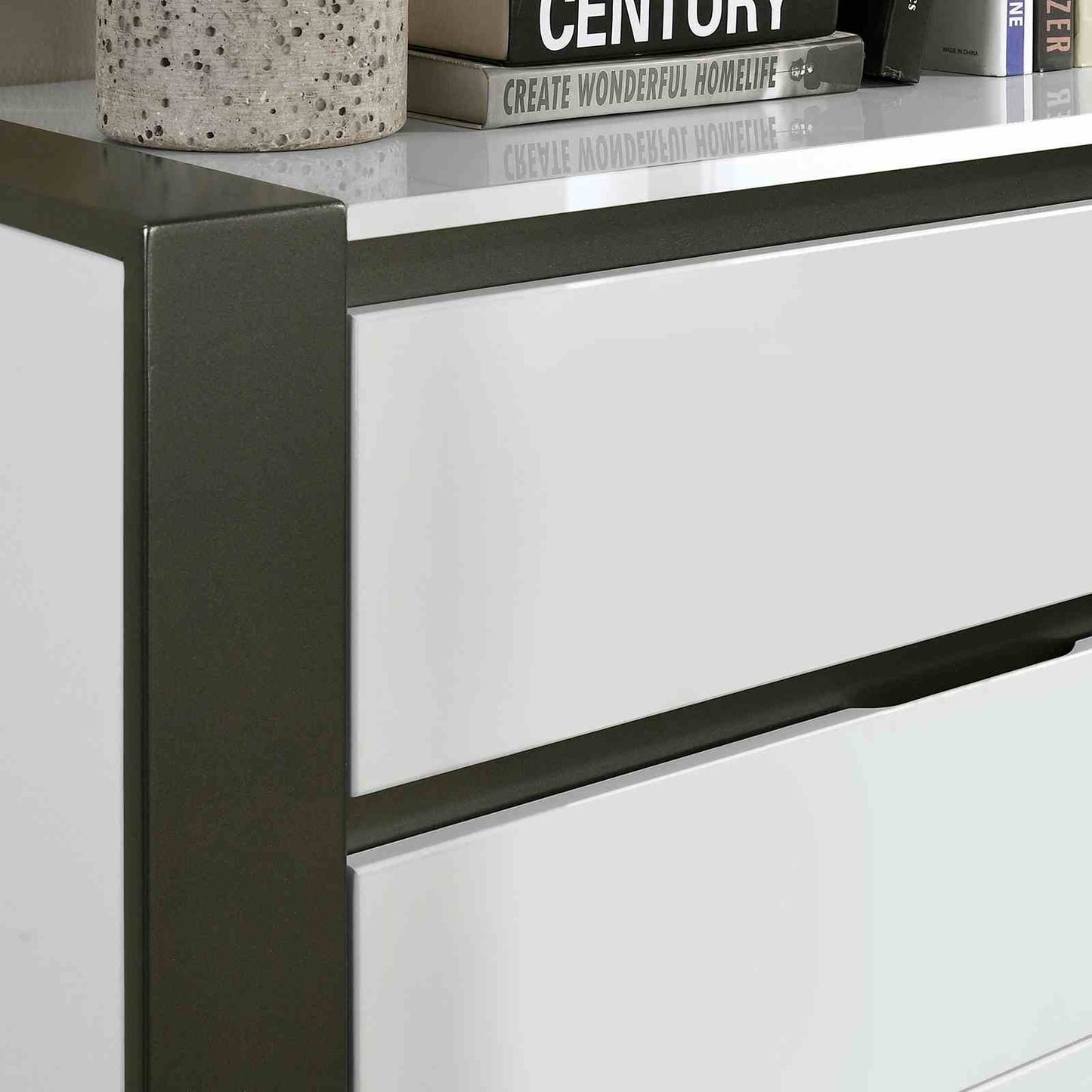 Birsfelden White Gray 5 Drawer Chest