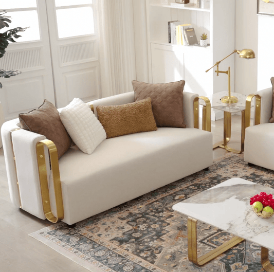 HD-3156 Modern Cream 3 Pc Sofa Collection