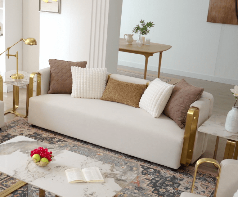 HD-3156 Modern Cream 3 Pc Sofa Collection
