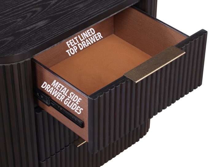 Henry Reeded 3-Drawer Nightstand - Espresso Finish