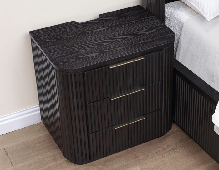 Henry Reeded 3-Drawer Nightstand - Espresso Finish
