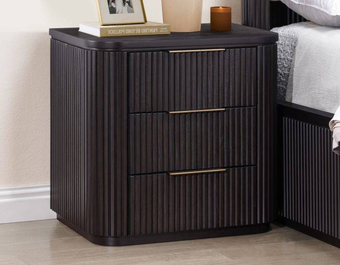 Henry Reeded 3-Drawer Nightstand - Espresso Finish
