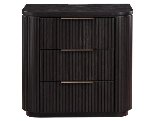 Henry Reeded 3-Drawer Nightstand - Espresso Finish