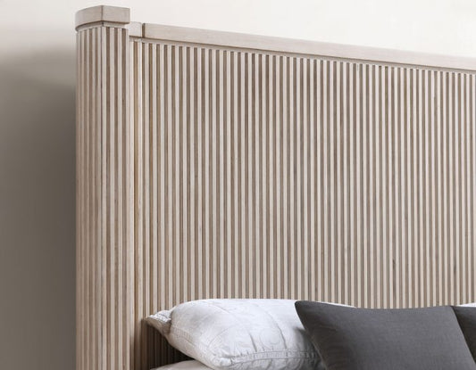 Henry Reeded Queen Bed - Tan Finish