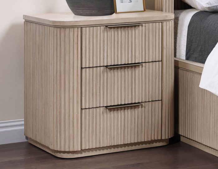 Henry Reeded 3-Drawer Nightstand - Tan Finish