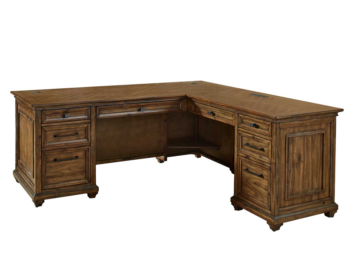 Porter L Desk Warm Brown Finish - Martin Furniture