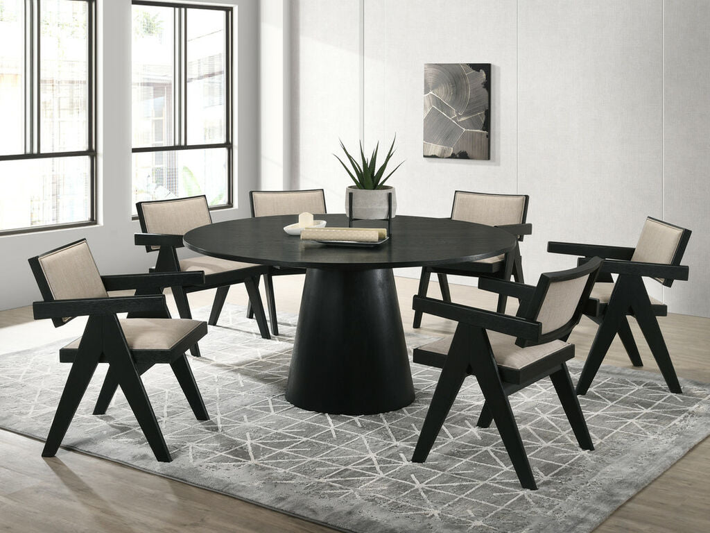 Jasper 7 Pc Black Round Table Dining Collection